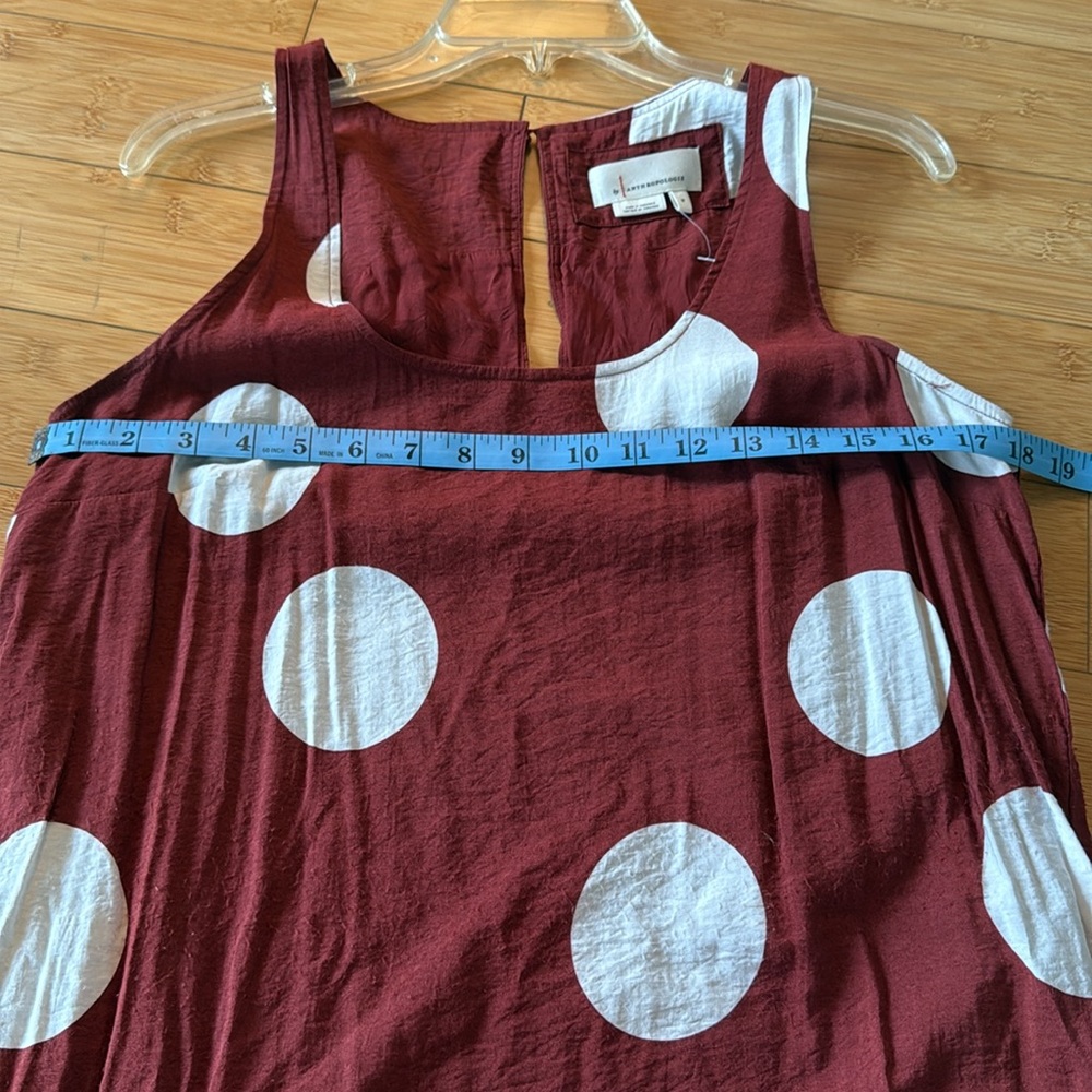 ANTHROPOLOGIE Michaela Flounced Polka Dot Terra Cotta Midi Dress Summer M - Picture 9 of 9